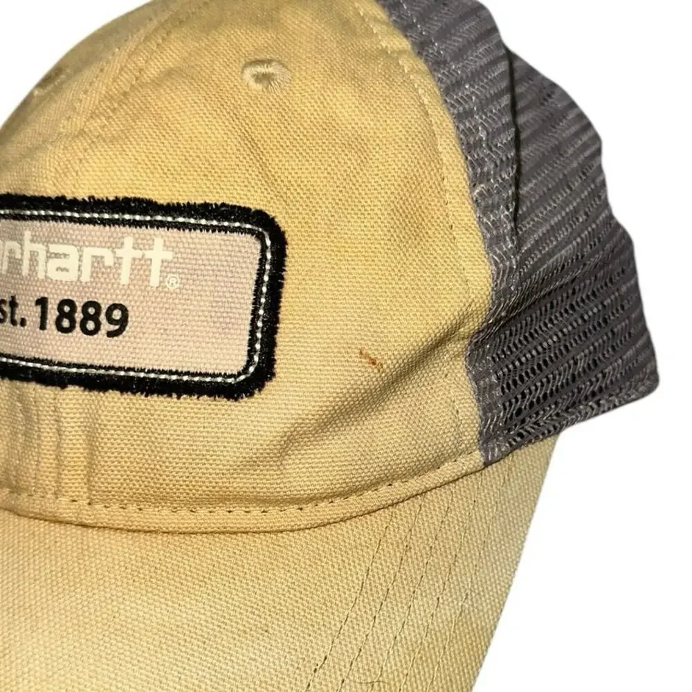 Carhartt Est 1889 Mesh Back Trucker Hat Beige Gray Snapback Workwear Cap OS